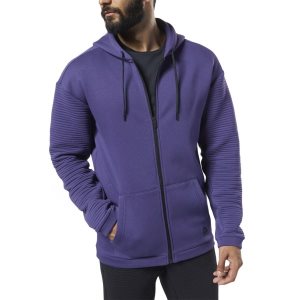 Bluza Z Kapturem Męskie Reebok Workout Ready Full-Zip Fleece Fioletowe PL 78PJRIB